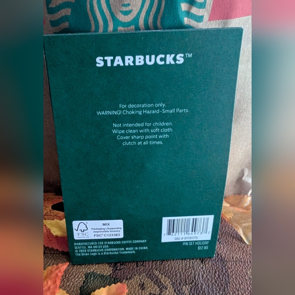 Starbucks Enamel Pin Set - Green, Red, Brown - Picture 2 of 2